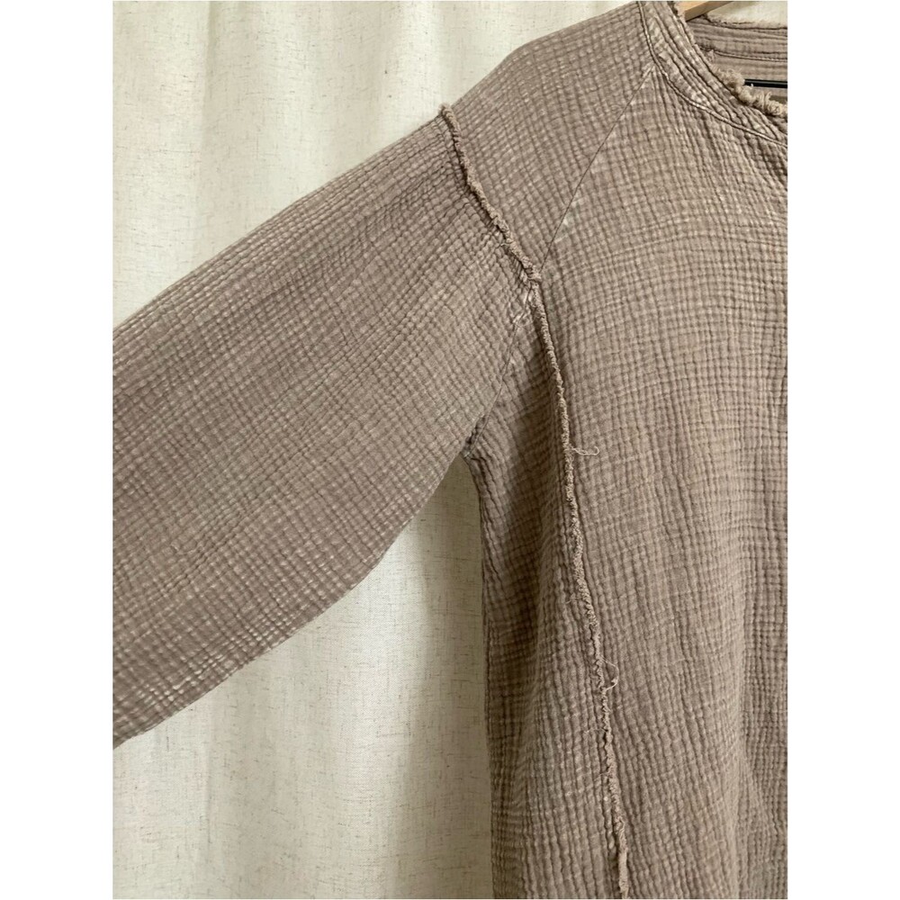 easel 100% Gauze Cotta Peasant Taupe-Like Button Henley Tunic Small - Picture 4 of 9